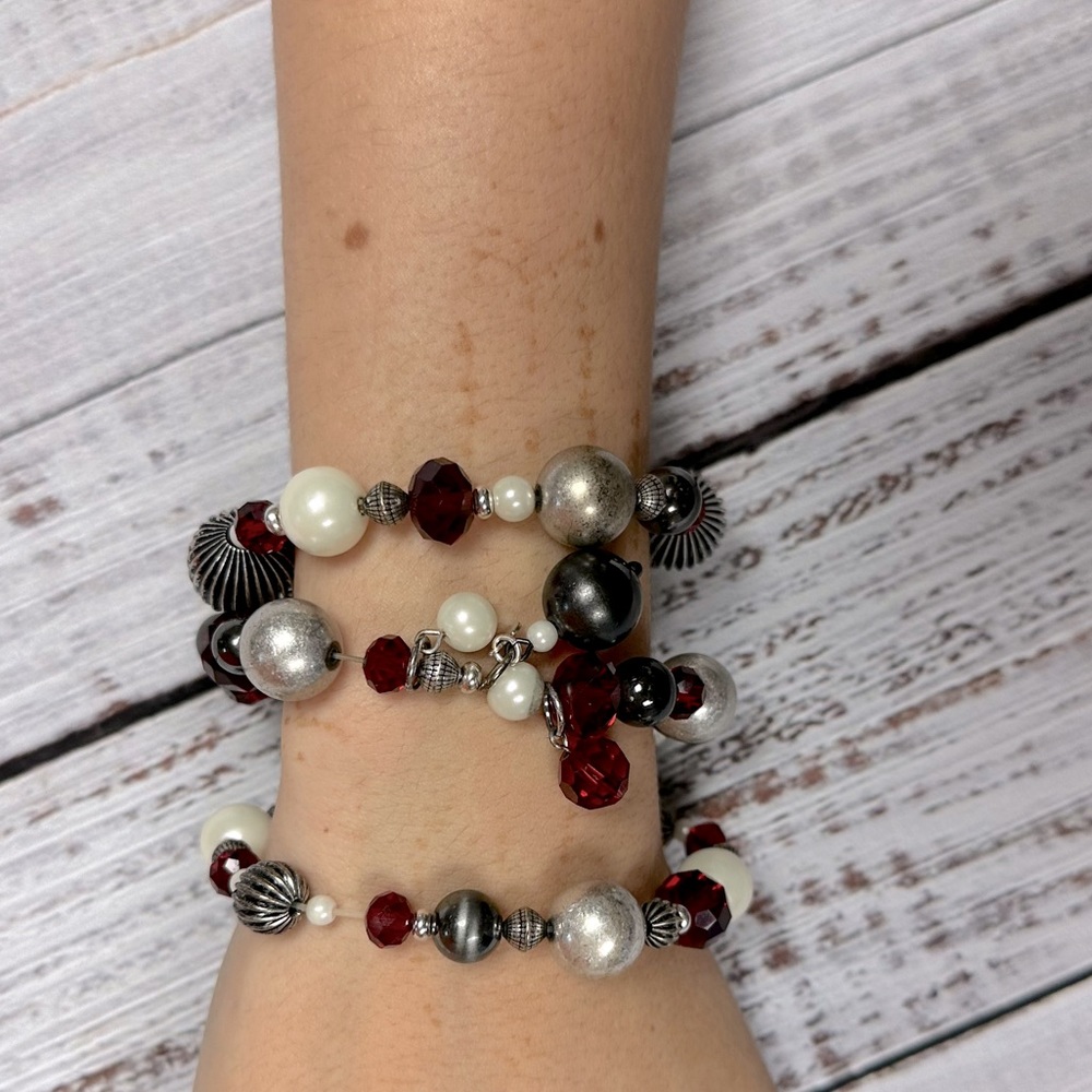 Red, Black, Pearl Bracelet